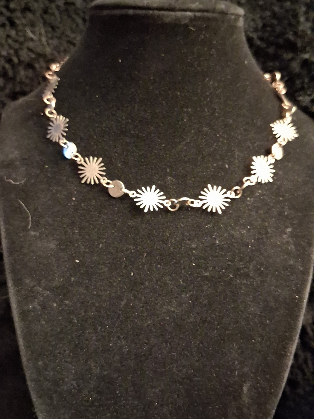Gold Tone Sunburst Link Necklace - Women's Jewelry